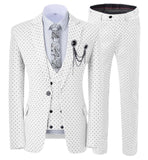 Aidase Mens suits Wave point Three Pieces Men Dress Suits Casual Commuter office business suits For Wedding(Blazer+Vest+Pants) aidase-shop