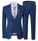 Aidase Mens suits Wave point Three Pieces Men Dress Suits Casual Commuter office business suits For Wedding(Blazer+Vest+Pants) aidase-shop