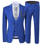 Aidase Mens suits Wave point Three Pieces Men Dress Suits Casual Commuter office business suits For Wedding(Blazer+Vest+Pants) aidase-shop