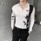 Fashion 2021 Patchwork Color Shirt Men Slim Fit Autumn New Long Sleeve Shirts Men All Match Digital Print Blouse Men Clothing aidase-shop