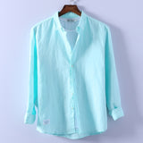 Aidase 2022 Men Spring Summer Cotton Linen Shirt Slim Square Collar Comfortable Undershirt Male Plus Size aidase-shop