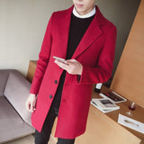 Aidase Autumn Winter Men's Wool Blend Coat Windbreaker Mid-length Trench Coat Korean Slim Woolen Coat British Overcoat Wind-jacket aidase-shop