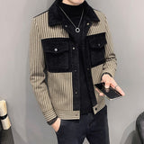 Aidase Mens Wool Trench Coat Striped  Casual Jacket 2022 Autumn Winter Warm Steetwear Windbreaker Big Pocket Outwear Ropa De Hombre aidase-shop