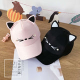 Aidase Spring Fashion Brand Street Adjustable Lovely Embroidery Hat Cat Ears Snapback Cap Boy Girl Pearl Baseball Cap