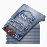 Quality Slim Jeans Men Classical Fashion Elasticity Denim Pants Light Blue Washed Brand Casual Trousers Male Plus Size 40-46 aidase-shop