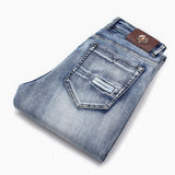Quality Slim Jeans Men Classical Fashion Elasticity Denim Pants Light Blue Washed Brand Casual Trousers Male Plus Size 40-46 aidase-shop
