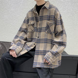 Aidase 2021 New Fashion Men Plaid Shirt Casual Loose Wool Jacket Coat Men Long Sleeve Shirt Mens Clothing Streetwear aidase-shop