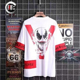 Aidase super Fire Ribbon Hooded Hip Hop Short Sleeve Hip Hop Fashion T-shirt Men's Fake Two-piece Street Bf Loose Five Sleeve T-shirt aidase-shop