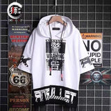 Aidase super Fire Ribbon Hooded Hip Hop Short Sleeve Hip Hop Fashion T-shirt Men's Fake Two-piece Street Bf Loose Five Sleeve T-shirt aidase-shop