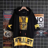 Aidase super Fire Ribbon Hooded Hip Hop Short Sleeve Hip Hop Fashion T-shirt Men's Fake Two-piece Street Bf Loose Five Sleeve T-shirt aidase-shop