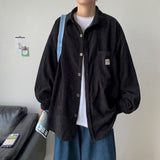 Corduroy Men Shirts For Men Clothing Harajuku Black Shirt Korean Style Men Shirt Long Sleeve Vintage Clothes Streetwear 3XL 2021 aidase-shop