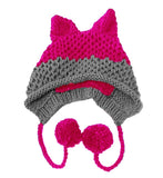 Aidase Cute Fox Ears Beanie Winter Warm 100% Handmade Knit Hat aidase-shop