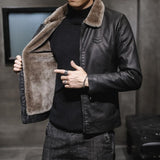Aidase New Thick Leather Jacket Mens Winter Autumn Men's Jacket Fashion Faux Fur Collar Windproof Warm Coat Male Brand Clothing MY156 aidase-shop