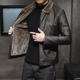 Aidase New Thick Leather Jacket Mens Winter Autumn Men's Jacket Fashion Faux Fur Collar Windproof Warm Coat Male Brand Clothing MY156 aidase-shop
