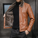 Aidase New Thick Leather Jacket Mens Winter Autumn Men's Jacket Fashion Faux Fur Collar Windproof Warm Coat Male Brand Clothing MY156 aidase-shop