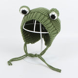 Aidase Solid color Cartoon frog knitted hat winter warm hat Skullies cap beanie hat for kid boy and girl 75