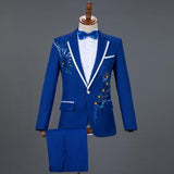 Aidase White Embroidered Diamond Suit Men Wedding Groom Tuxedo Suits Mens Stand Collar Prom Stage Costume Mens Suits with Pants Ternos aidase-shop