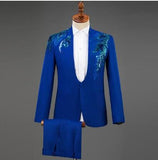 Aidase White Embroidered Diamond Suit Men Wedding Groom Tuxedo Suits Mens Stand Collar Prom Stage Costume Mens Suits with Pants Ternos aidase-shop