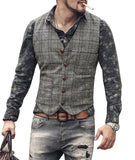 Aidase mens suit vests men brown black waistcoat vest man plaid steampunk jacket striped tweed v-neck slim fit gilet wedding clothing aidase-shop