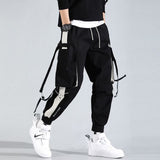 Aidase 2021 Hip Hop Joggers Mens Black Harem Pants Multi Pocket Ribbons Mens Sports Pants Streetwear Cargo Pants Men Japanese Streetwear aidase-shop