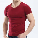 New Tops Men T Shirt Fitness T-shirts Mens V neck Man T-shirt For Male Tshirts M-4XL Plue Size B0667 aidase-shop