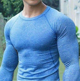 Men Quick Dry Fitness Tees Outdoor Sport Running Climbing Long Sleeves Tights Bodybuilding Tops Gym Train Compression T-shirt aidase-shop