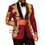 Slim Fit terno masculino Shiny Sequins Gold Applique Suits Men Prom Tuxedos Grooms Set 2 Pieces(Blazer+Pants) Costume Homme aidase-shop