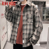 Aidase Plaid Men Shirts For Men Clothing Korean Style Men Shirt Long Sleeve Plaid Shirt Korean Clothes 5XL 2021 Spring aidase-shop