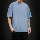 New Summer Men's T Shirt 2021 Fashion Solid T Shirt Mens Oversized Hip Hop Short Sleeve Casual Cotton Mens Streetwear Top Tees aidase-shop