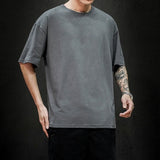 New Summer Men's T Shirt 2021 Fashion Solid T Shirt Mens Oversized Hip Hop Short Sleeve Casual Cotton Mens Streetwear Top Tees aidase-shop