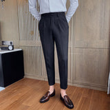 Autumn Streetwear Men Business Casual Slim Fit Pant Office Trousers Men Korean Style Fall Fashion All-match Straight Pants White aidase-shop