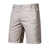 2021 New Summer 100% Cotton Solid Shorts Men High Quality Casual Business Social Elastic Waist Men Shorts 10 Colors Beach Shorts aidase-shop