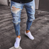Long Pencil Pant Ripped Slim Blue Denim Spring Hole 2021 Fashion Thin Skinny Streetwear Jean for Men Boy Hiphop Trousers Clothes aidase-shop