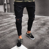 Long Pencil Pant Ripped Slim Blue Denim Spring Hole 2021 Fashion Thin Skinny Streetwear Jean for Men Boy Hiphop Trousers Clothes aidase-shop