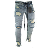 Long Pencil Pant Ripped Slim Blue Denim Spring Hole 2021 Fashion Thin Skinny Streetwear Jean for Men Boy Hiphop Trousers Clothes aidase-shop