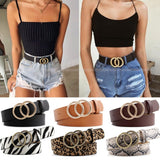 Double Ring Women Belt Fashion Waist Belt PU Leather Metal Buckle Heart Pin Belts For Ladies Leisure Dress Jeans Wild Waistband aidase-shop