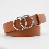 Double Ring Women Belt Fashion Waist Belt PU Leather Metal Buckle Heart Pin Belts For Ladies Leisure Dress Jeans Wild Waistband aidase-shop