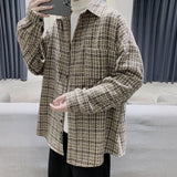 Aidase Simple Retro Check Jacket Tide Boy Japanese Street Autumn And Winter Wild Plaid Jacket Thick Shirt aidase-shop