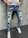 Fashion Men's Skinny Stretch Ripped Male Jeans Slim Fit Denim Trousers Streetwear Gradient White Black Skinny Jeans Men#r aidase-shop