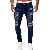 2021 New Fashion Streetwear Mens Jeans Destroyed Ripped Design Pencil Pants Ankle Skinny Men Full Length Jeans aidase-shop