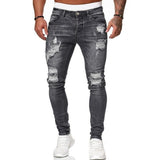 2021 New Fashion Streetwear Mens Jeans Destroyed Ripped Design Pencil Pants Ankle Skinny Men Full Length Jeans aidase-shop