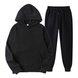 Tracksuit Men Fashion Hoodies Men Suits Solid Sets Men Sweatshirts+Sweatpants Spring Autumn Fleece Hooded Pullover 2 Pieces Set aidase-shop