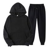 Tracksuit Men Fashion Hoodies Men Suits Solid Sets Men Sweatshirts+Sweatpants Spring Autumn Fleece Hooded Pullover 2 Pieces Set aidase-shop