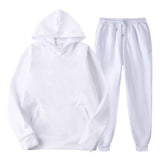 Tracksuit Men Fashion Hoodies Men Suits Solid Sets Men Sweatshirts+Sweatpants Spring Autumn Fleece Hooded Pullover 2 Pieces Set aidase-shop