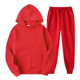 Tracksuit Men Fashion Hoodies Men Suits Solid Sets Men Sweatshirts+Sweatpants Spring Autumn Fleece Hooded Pullover 2 Pieces Set aidase-shop