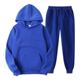 Tracksuit Men Fashion Hoodies Men Suits Solid Sets Men Sweatshirts+Sweatpants Spring Autumn Fleece Hooded Pullover 2 Pieces Set aidase-shop