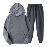 Tracksuit Men Fashion Hoodies Men Suits Solid Sets Men Sweatshirts+Sweatpants Spring Autumn Fleece Hooded Pullover 2 Pieces Set aidase-shop