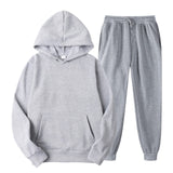 Tracksuit Men Fashion Hoodies Men Suits Solid Sets Men Sweatshirts+Sweatpants Spring Autumn Fleece Hooded Pullover 2 Pieces Set aidase-shop