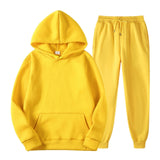 Tracksuit Men Fashion Hoodies Men Suits Solid Sets Men Sweatshirts+Sweatpants Spring Autumn Fleece Hooded Pullover 2 Pieces Set aidase-shop