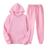 Tracksuit Men Fashion Hoodies Men Suits Solid Sets Men Sweatshirts+Sweatpants Spring Autumn Fleece Hooded Pullover 2 Pieces Set aidase-shop